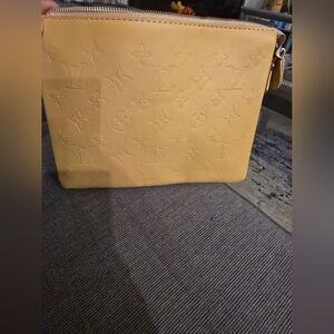 Designer Inspired Tan Clutch with Textured Design